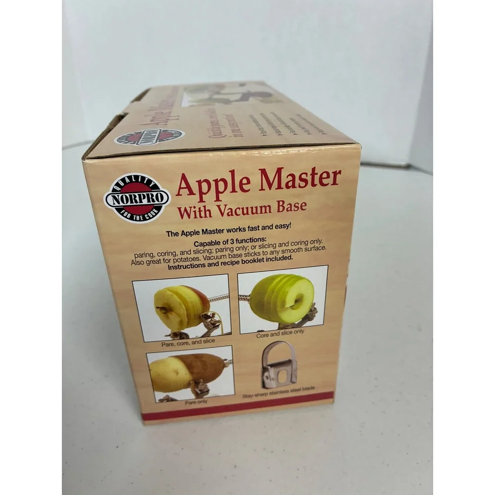 Norpro Apple Master 866R Red Apple Peeler Corer Slicer with Vacuum Base NEW